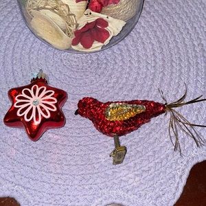 Vintage Sequin Clip Bird and Glass Star Ornaments!